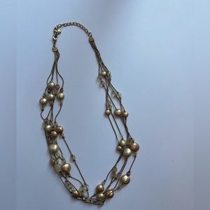 Multi strand multi size vintage cream and pink pearl necklace